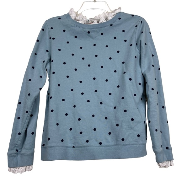Boden Holly Polka Dot Jersey Lace Trim Sweatshirt - Picture 2 of 7
